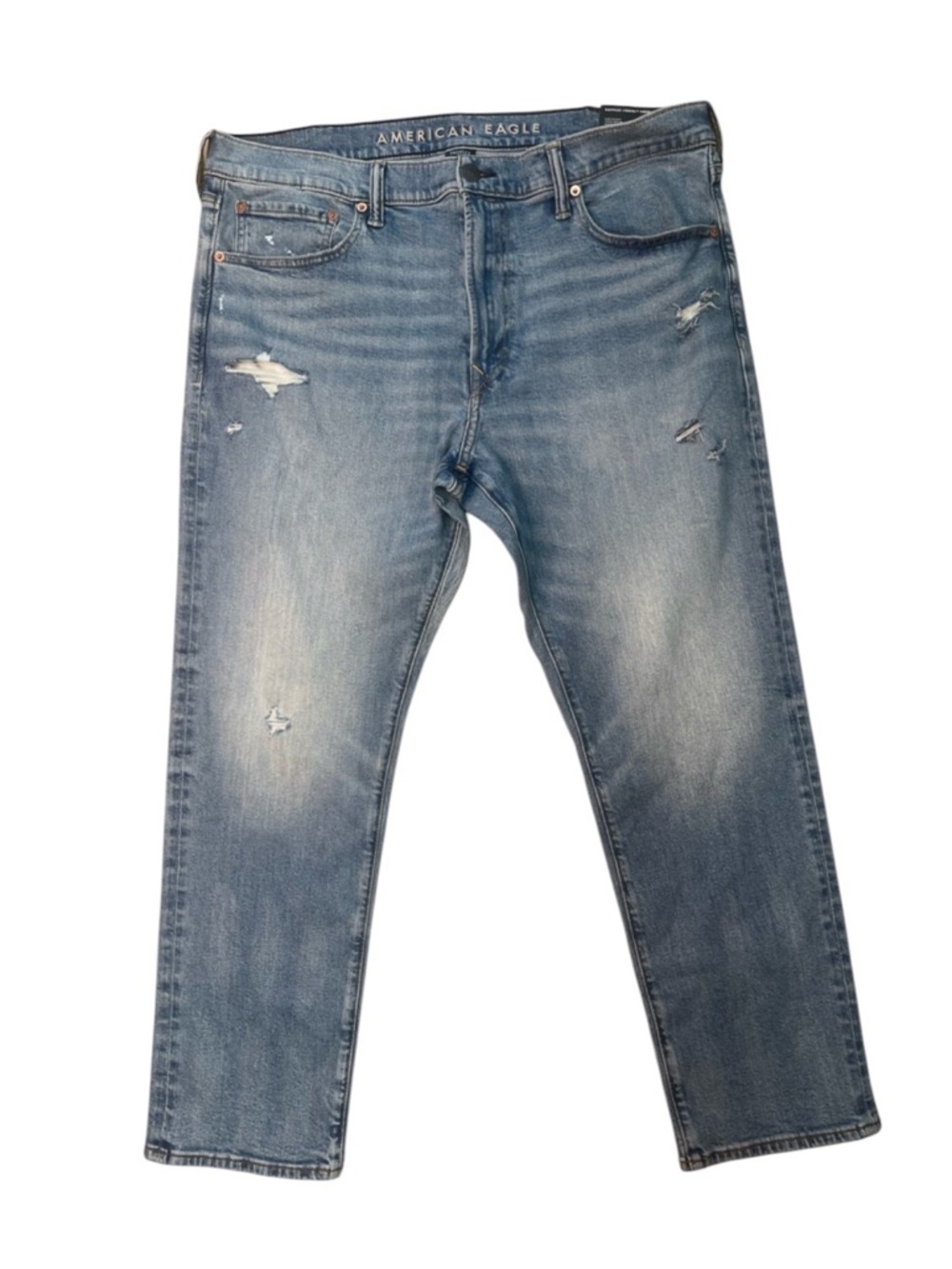 Sz 38 American Eagle Outfitters Light Blue Slim Straight Distressed Jeans